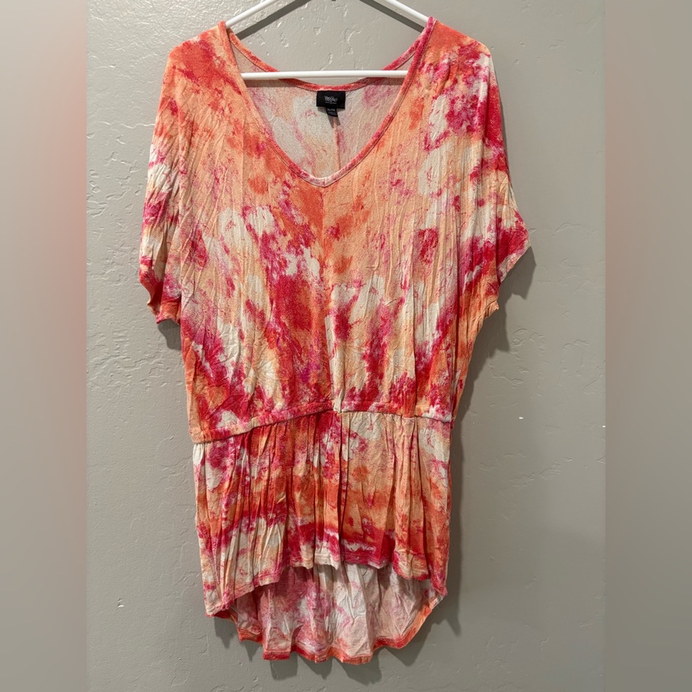 Mossimo Pink & Orange Short Sleeve Blouse